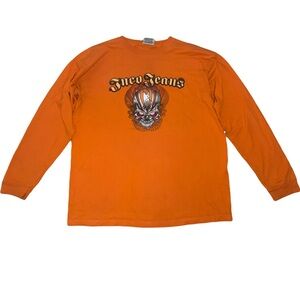 Vintage JNCO Jeans Skull Design Orange Long Sleeve Shirt